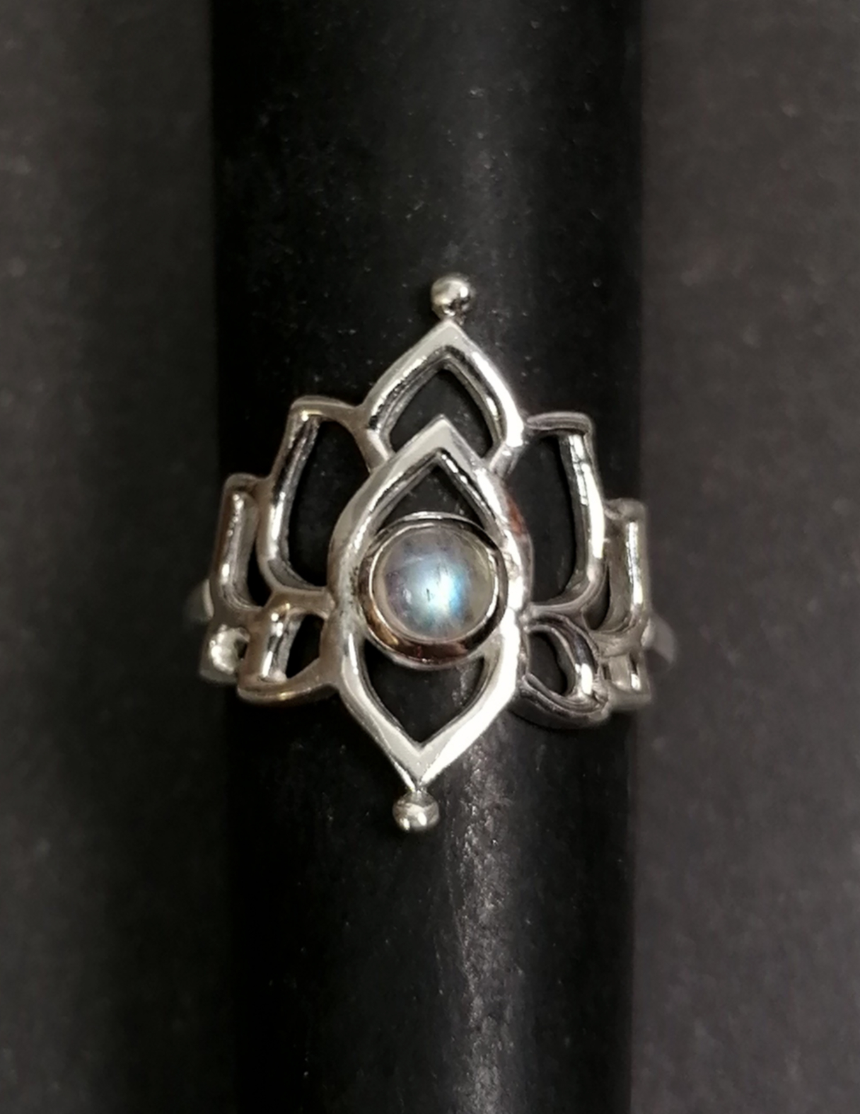 Silverring Lotus med Sten - 6