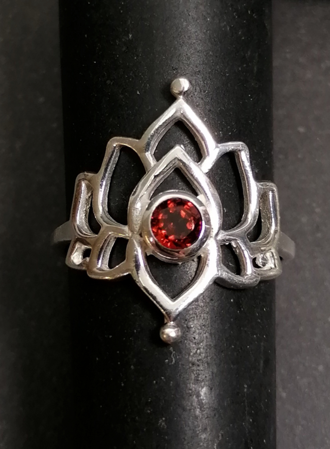 Silverring Lotus med Sten - 4