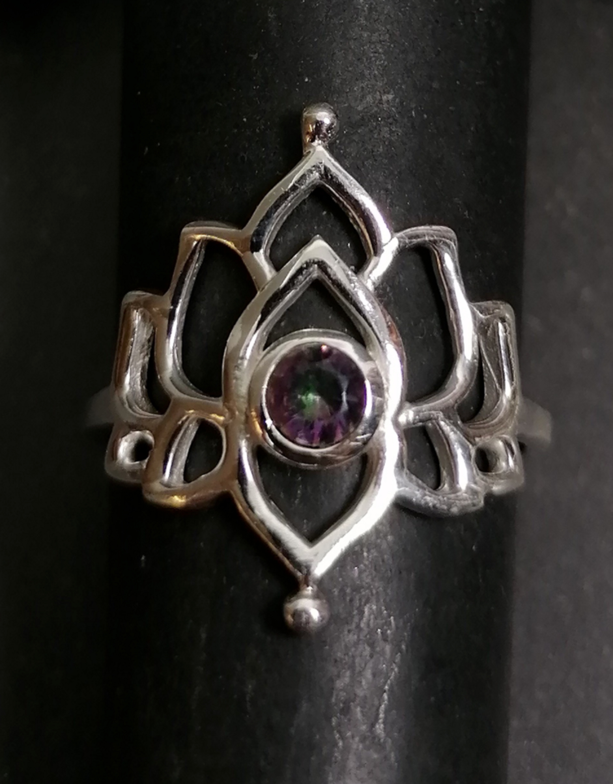Silverring Lotus med Sten - 11