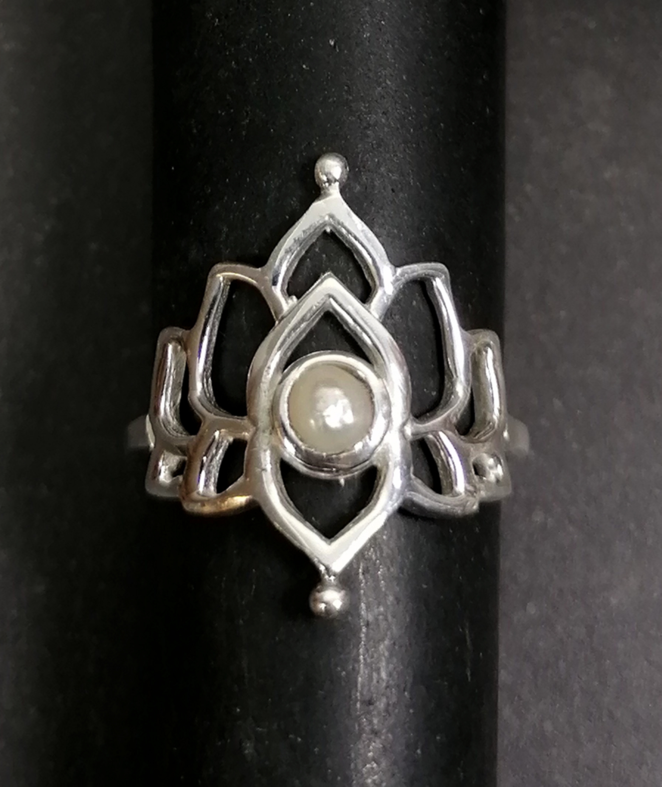 Silverring Lotus med Sten - 8