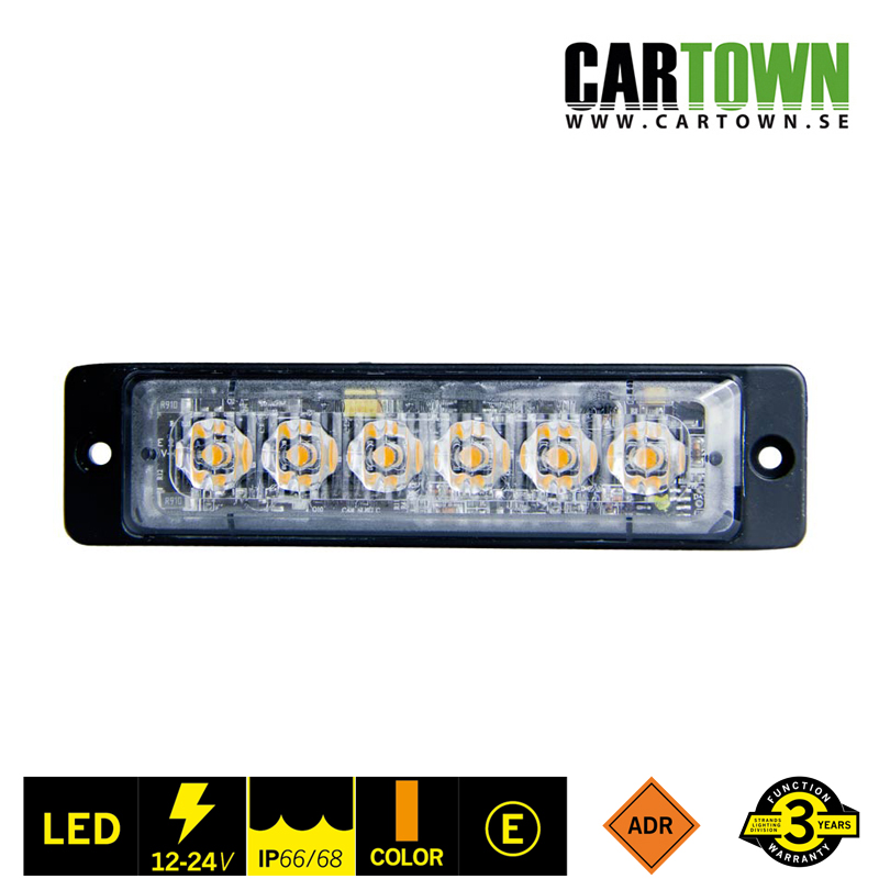 Blixtljus 6 LED – Slim, Orange - 2