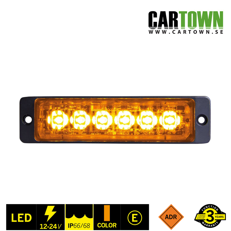 Blixtljus 6 LED – Slim, Orange