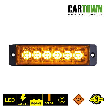 Blixtljus 6 LED – Slim, Orange