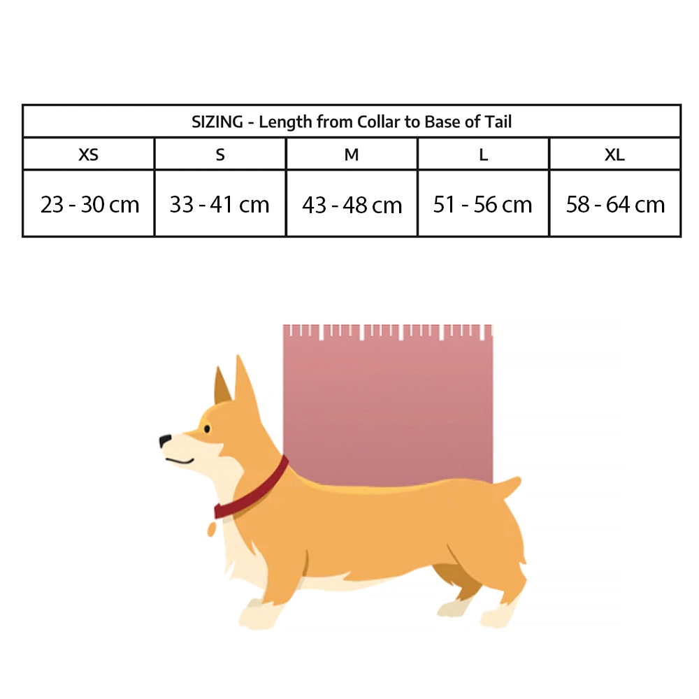 Size guide backpack for dog K9 Sport sack