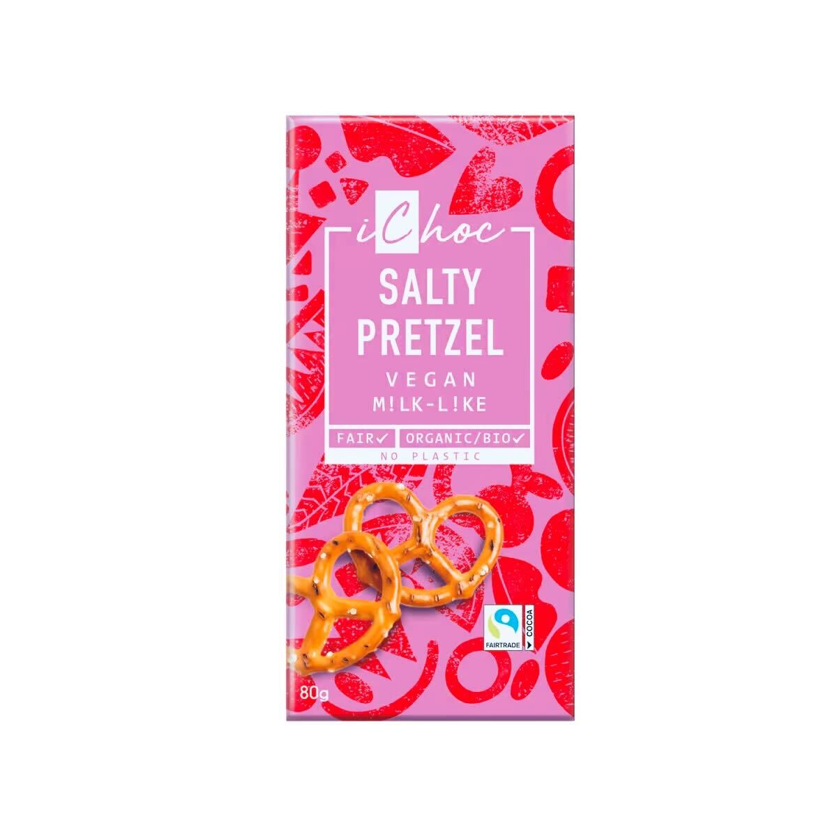Chokladkaka Salty Pretzel 80g iChoc Eko