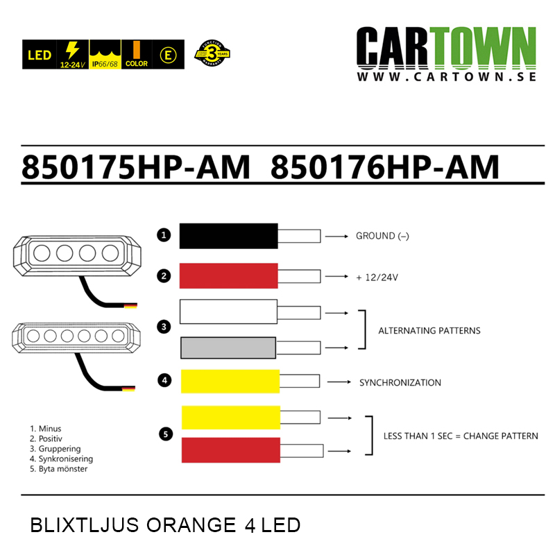 Blixtljus 4-6 LED –  Mini, Orange - 4