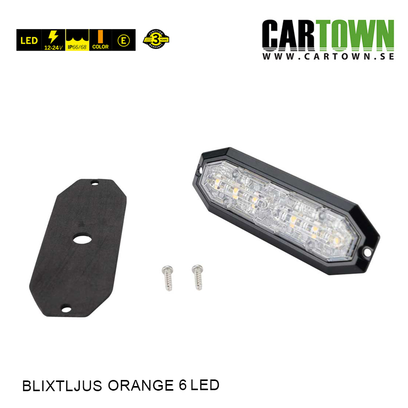 Blixtljus 6 LED –  Flat, Orange - 5