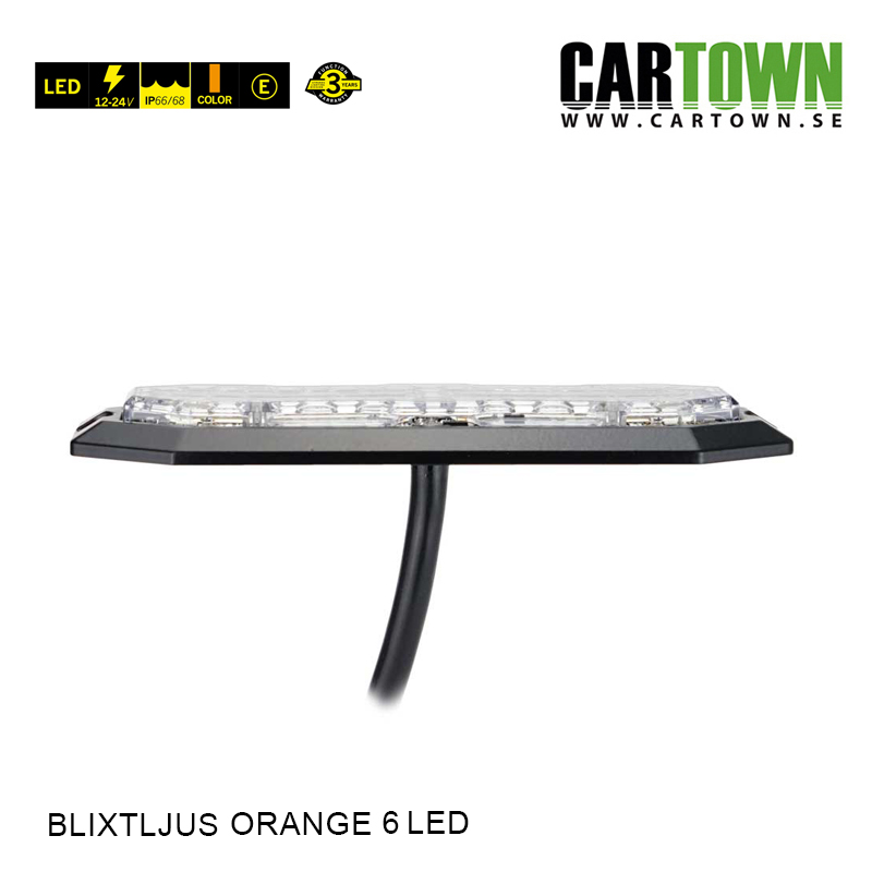 Blixtljus 6 LED –  Flat, Orange - 3
