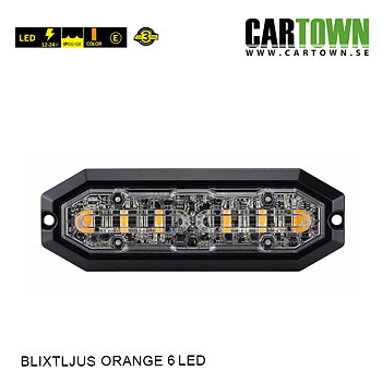 Blixtljus 6 LED –  Flat, Orange