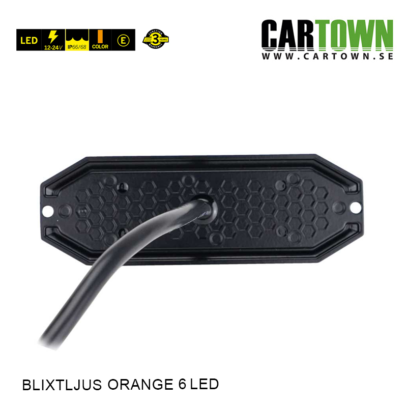 Blixtljus 6 LED –  Flat, Orange - 4