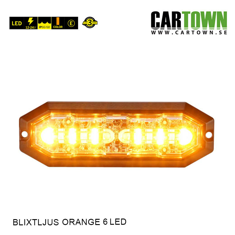 Blixtljus 6 LED –  Flat, Orange - 2