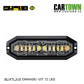Blixtljus 6+6 LED –  Flat, Orange/Vit