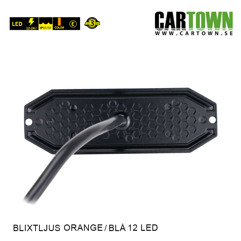 Blixtljus 6+6 LED –  Flat, Orange/Blå - 2