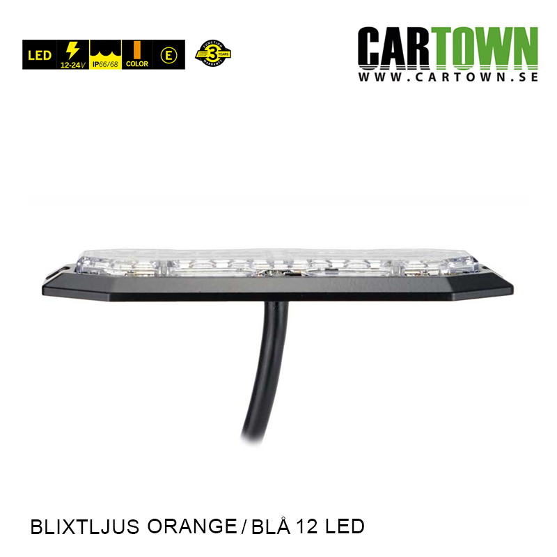 Blixtljus 6+6 LED –  Flat, Orange/Blå - 3