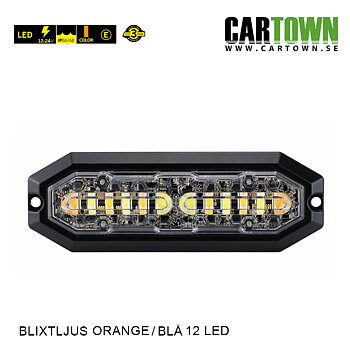 Blixtljus 6+6 LED –  Flat, Orange/Blå