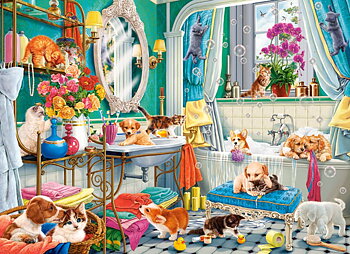 Crazy Pet Bath, puslespil med 100 brikker (B-111251)