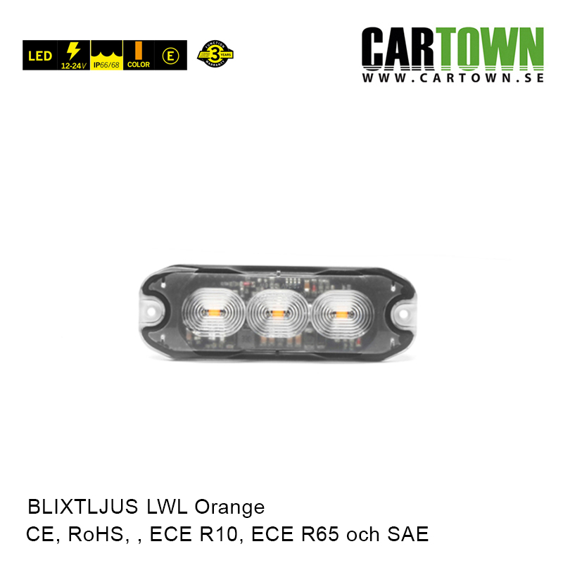 Blixtljus 3, 6 LED –  LWL-18, Orange - 2