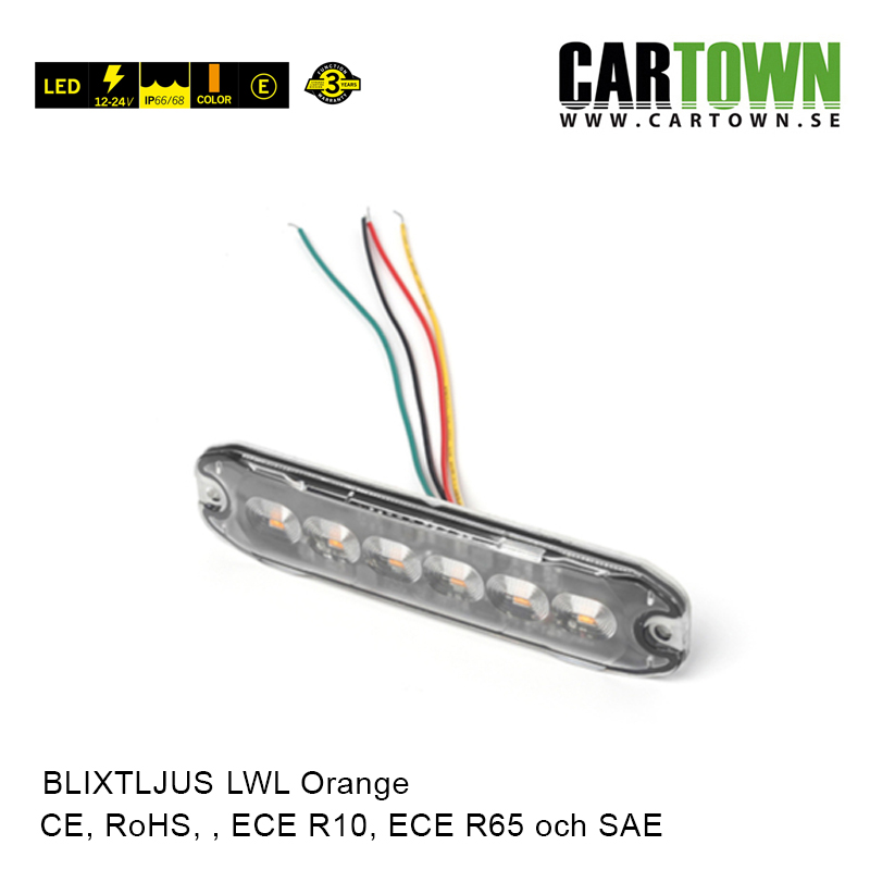 Blixtljus 3, 6 LED –  LWL-18, Orange - 4