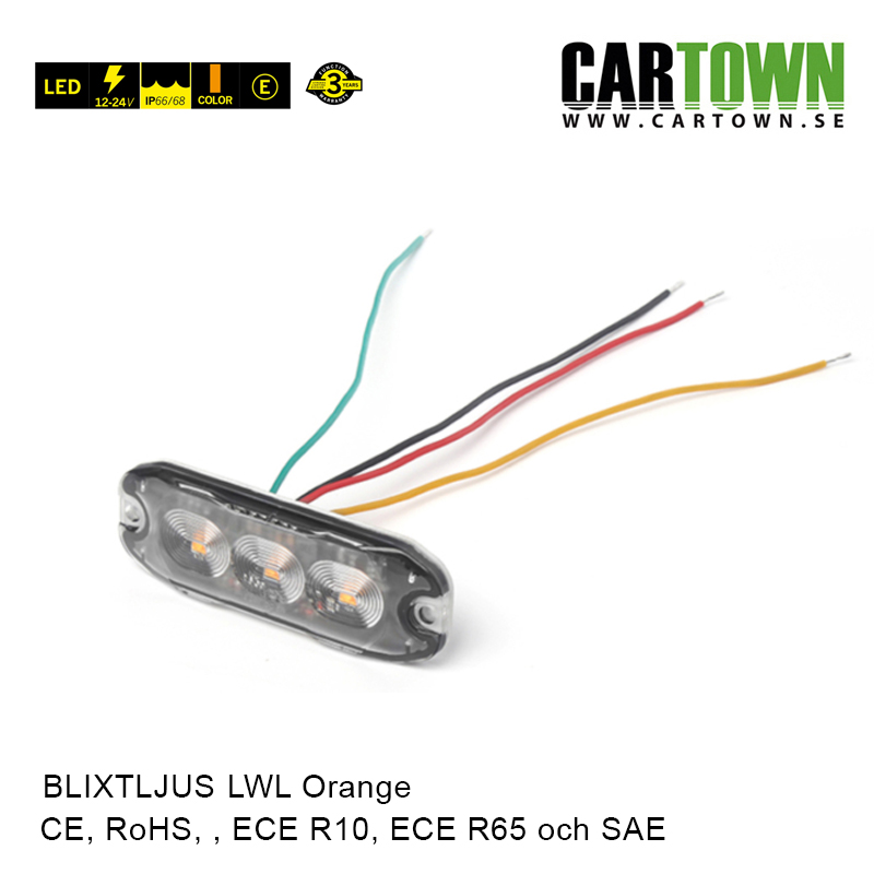 Blixtljus 3, 6 LED –  LWL-18, Orange - 3