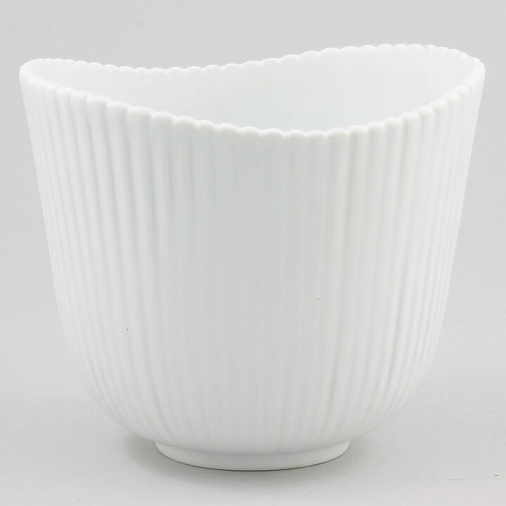 Stig Lindberg (Vinda 1950) White Bowl with Linear Relief 12 cm (2)