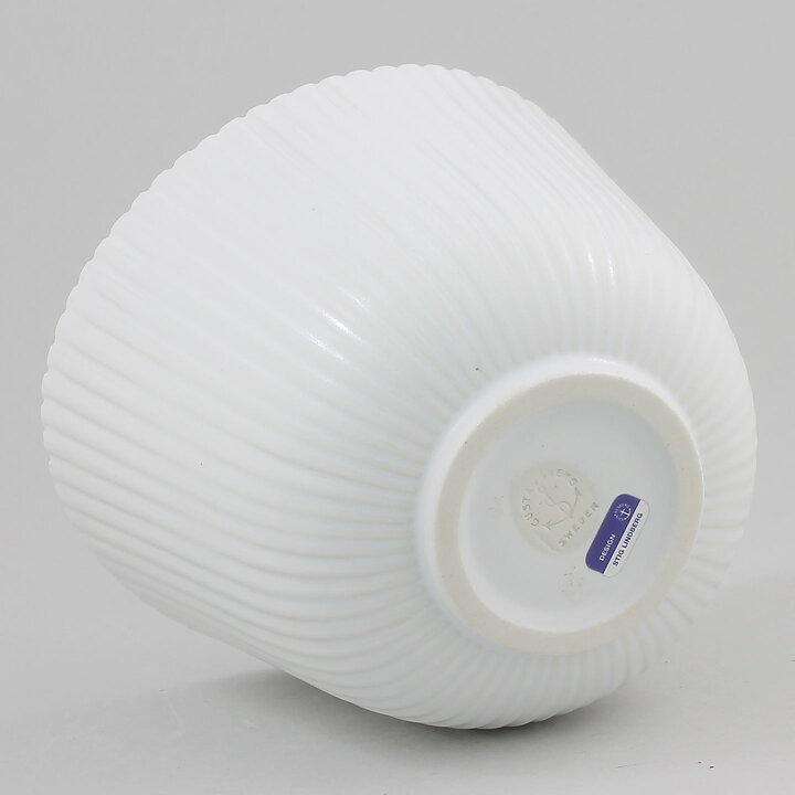 Stig Lindberg (Vinda 1950) White Bowl with Linear Relief 12 cm (2)