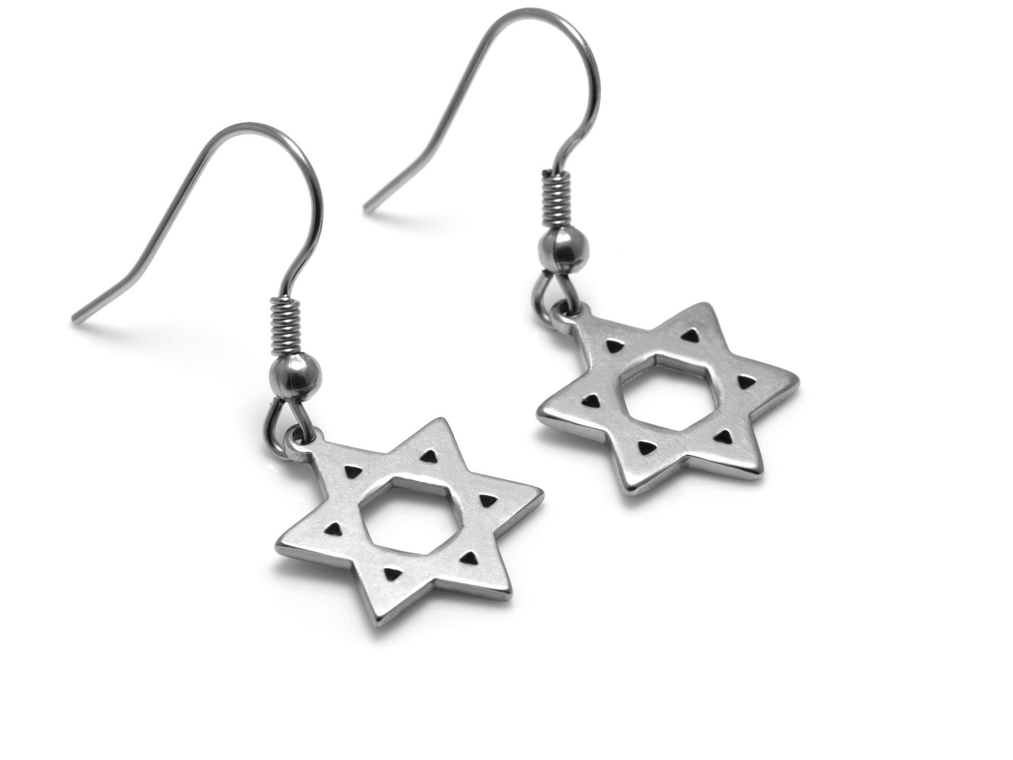 Davidsstjärna Örhängen i Rostfritt Stål, Sexuddig Judisk Stjärna Örhänge, Israel Smycke