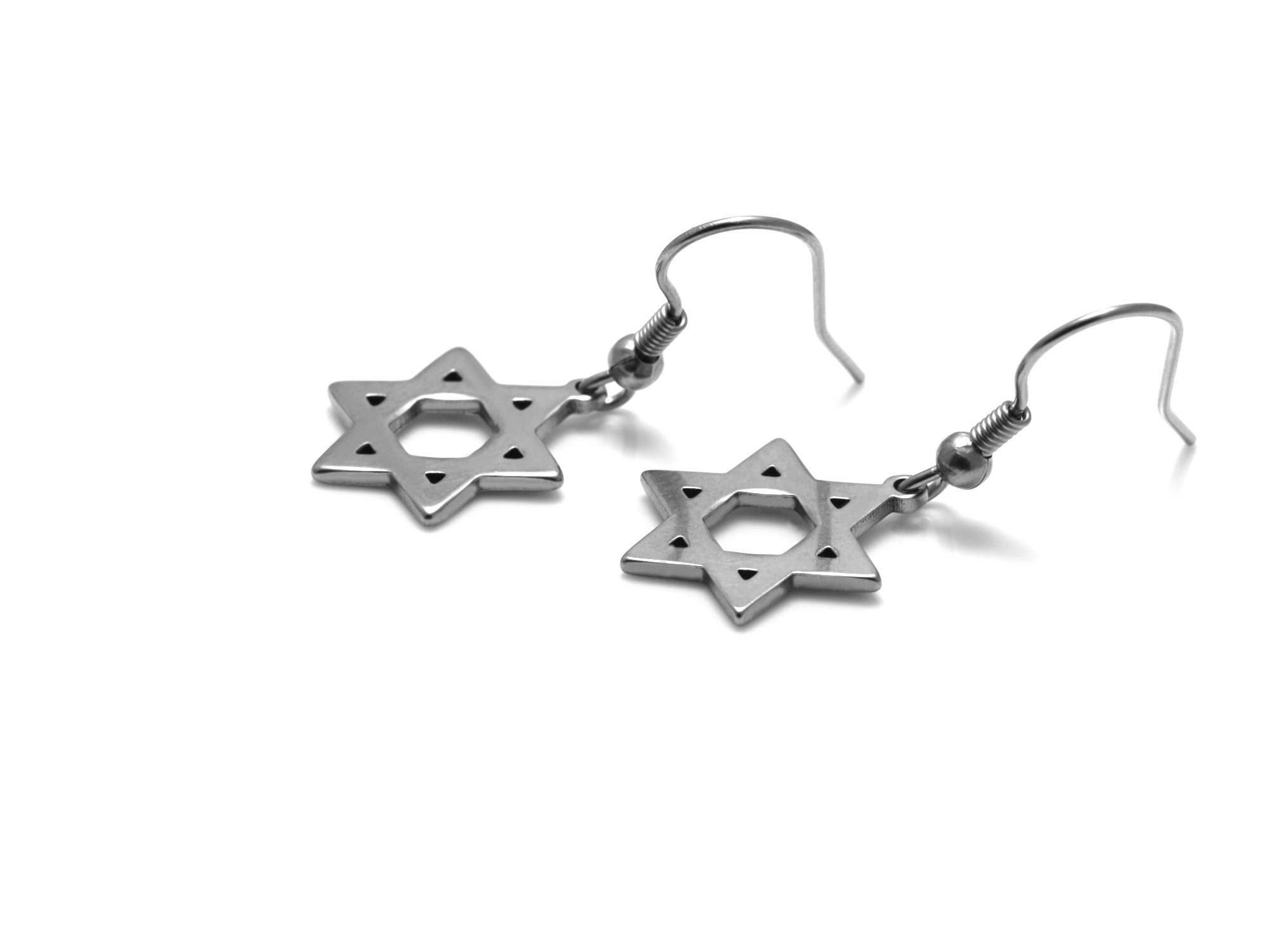 Davidsstjärna Örhängen i Rostfritt Stål, Sexuddig Judisk Stjärna Örhänge, Israel Smycke - 2