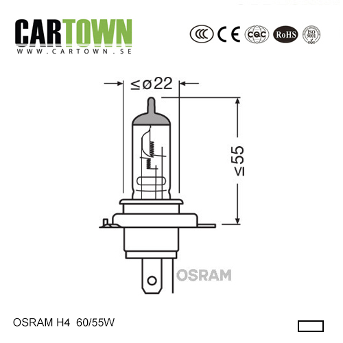 Glödlampa H4 OSRAM Vit (1st) - 3