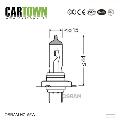 Glödlampa H7 OSRAM Vit (1st) - 2