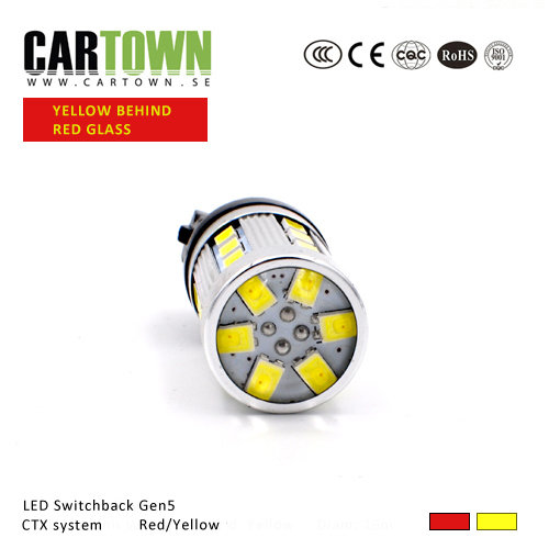 LED Switchback 3157/T25 SMD Röd/Gul 1st) - 2