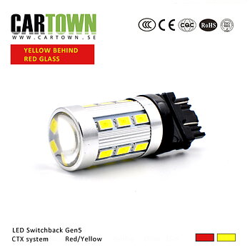 LED Switchback 3157/T25 SMD Röd/Gul 1st)
