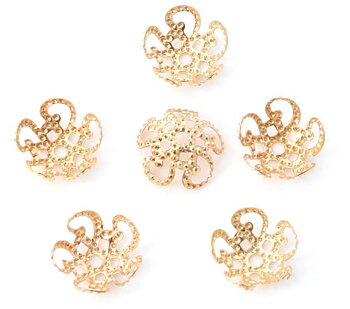 Bead Cap,  Swirl 10mm, KC gold