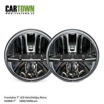 Framlyktor Led Retro 7" Hel/Halvljus 1Par