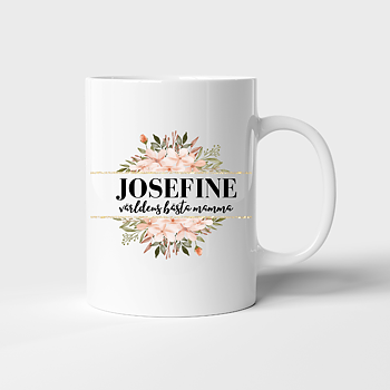 Mugg med namn och egen text - Blomkrans