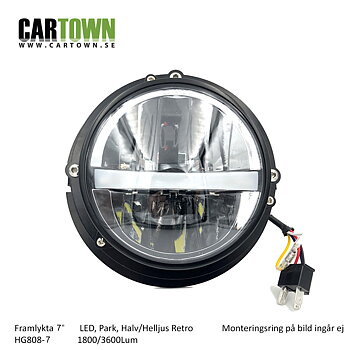Framlyktor Led Retro 7" Hel/Halvljus 1Par (parkljus)
