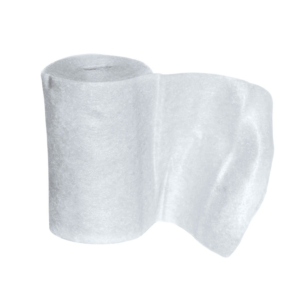 Losse 10 cm synthetische polsterzwachtel deels uitgerold voor bescherming.