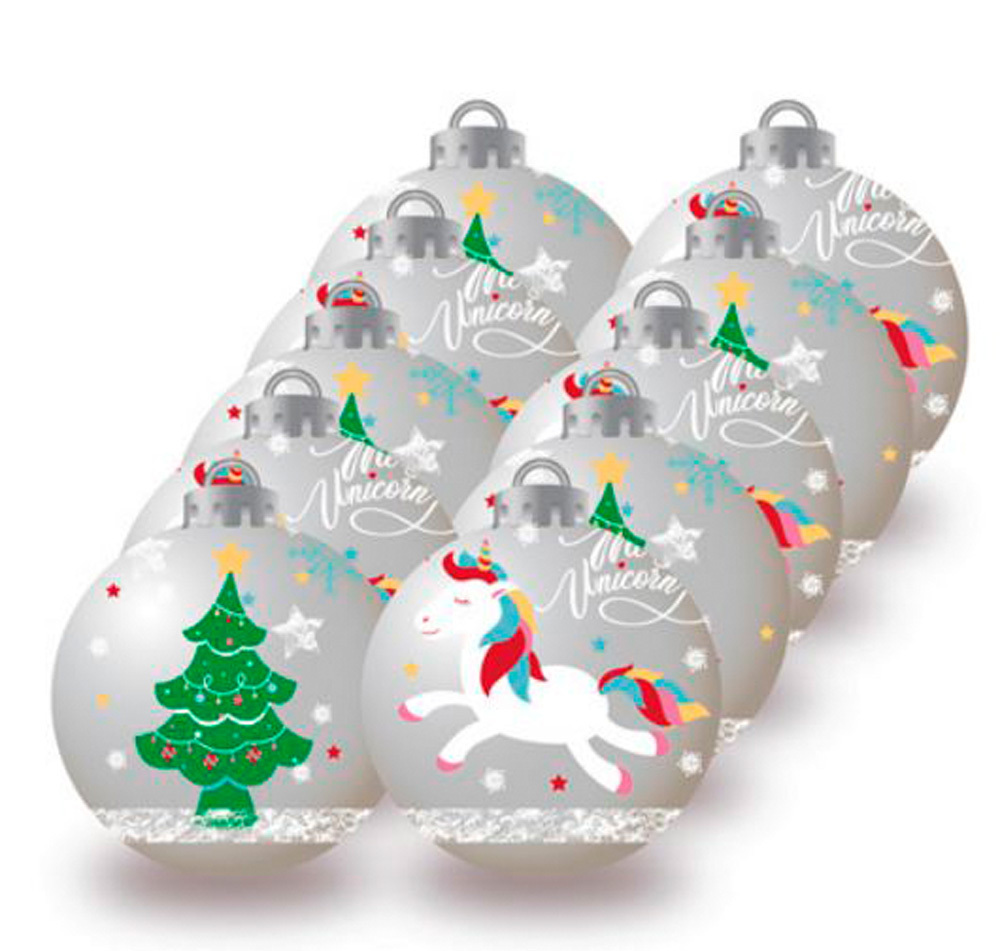 Unicorn Julgranskulor 10-pack GR