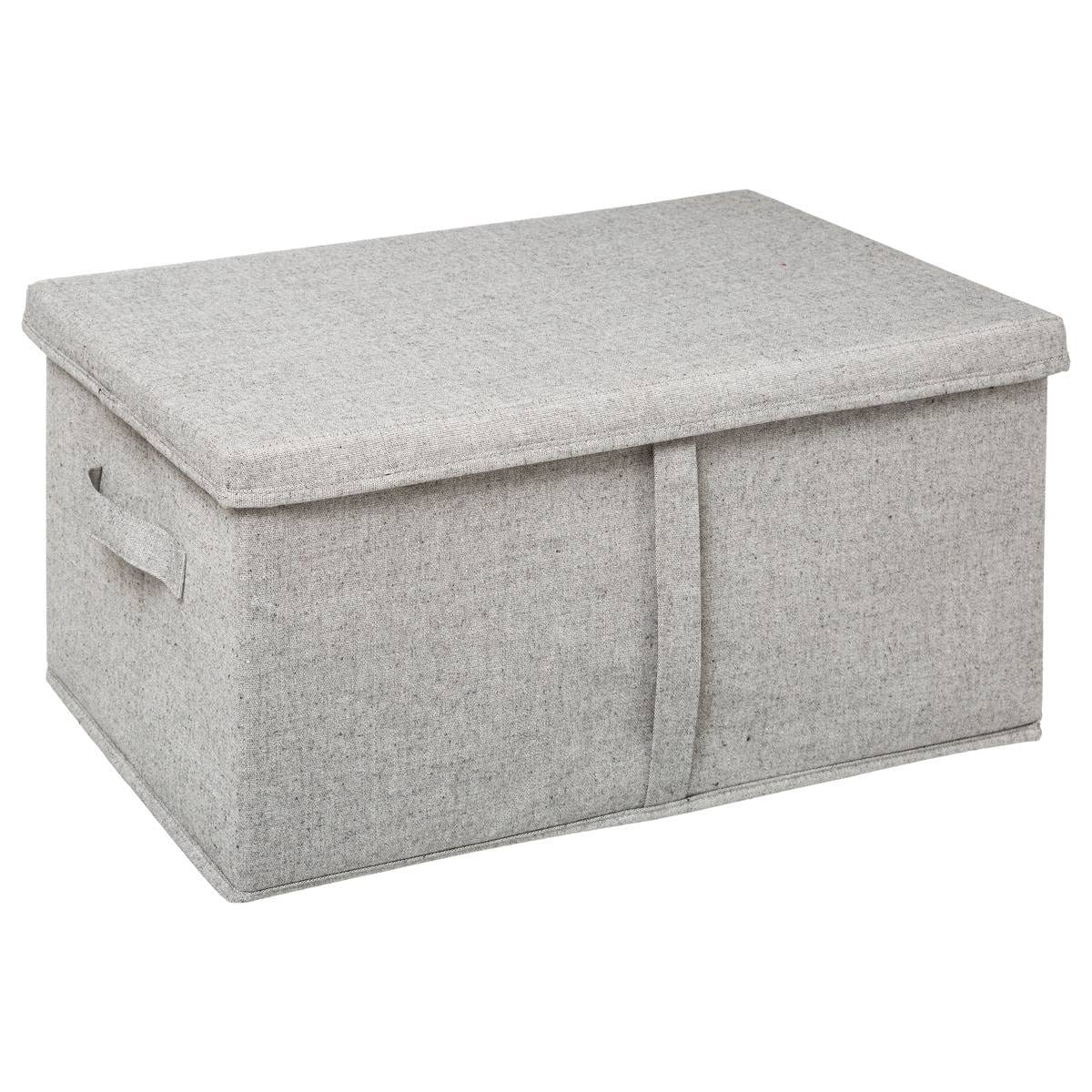 Box i tyg med lock, ORGA STORAGE BOX  XL,  50 x 31 x H 25 cm, Beige-Grå