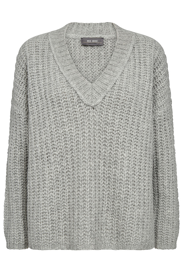 Mos Mosh - MMAugie V-Neck Knit Grey Melange  - 6