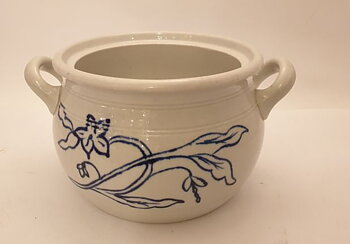 Jam jar with handles blue and white 1 litre