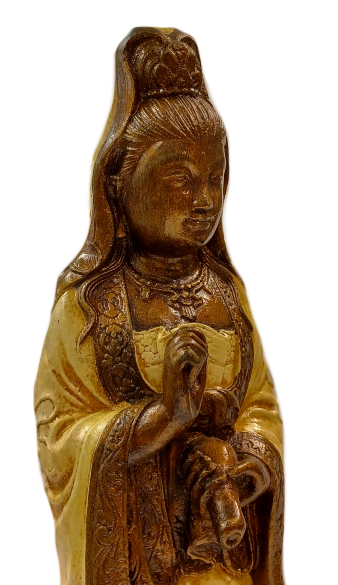 Ståande Quan Yin,  Antik Vit/Guld 60cm - 2