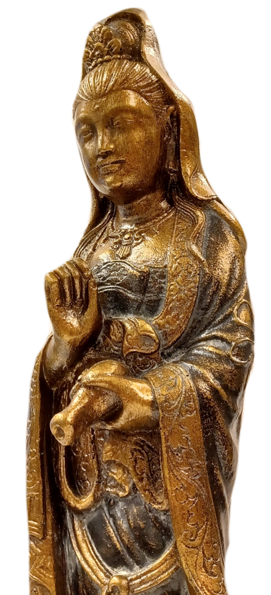 Ståande Quan Yin,  Antik Blå(Grå) /Guld 60cm - 2