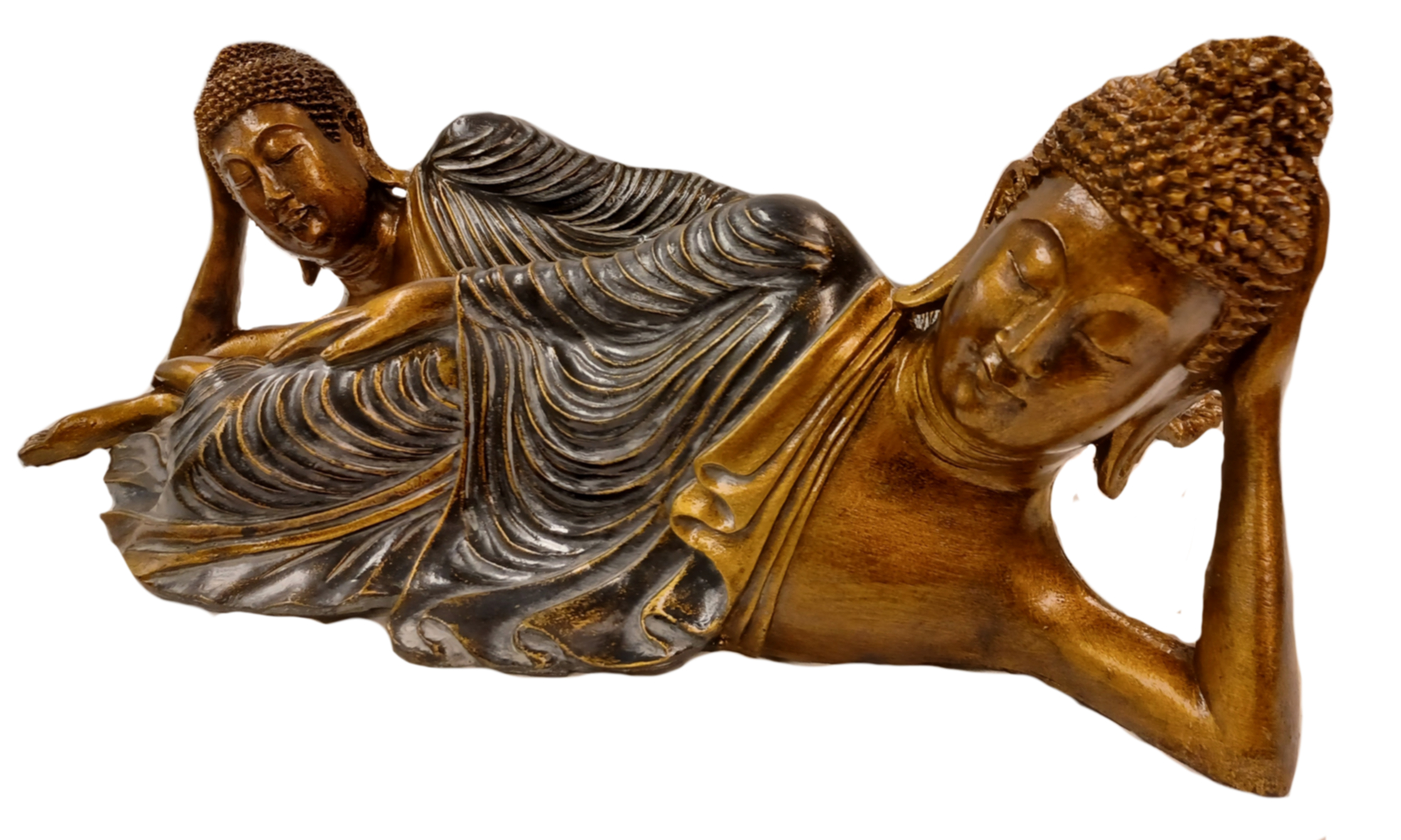 Liggande Buddha -   Antik Blå(Grå) /Guld 60cm