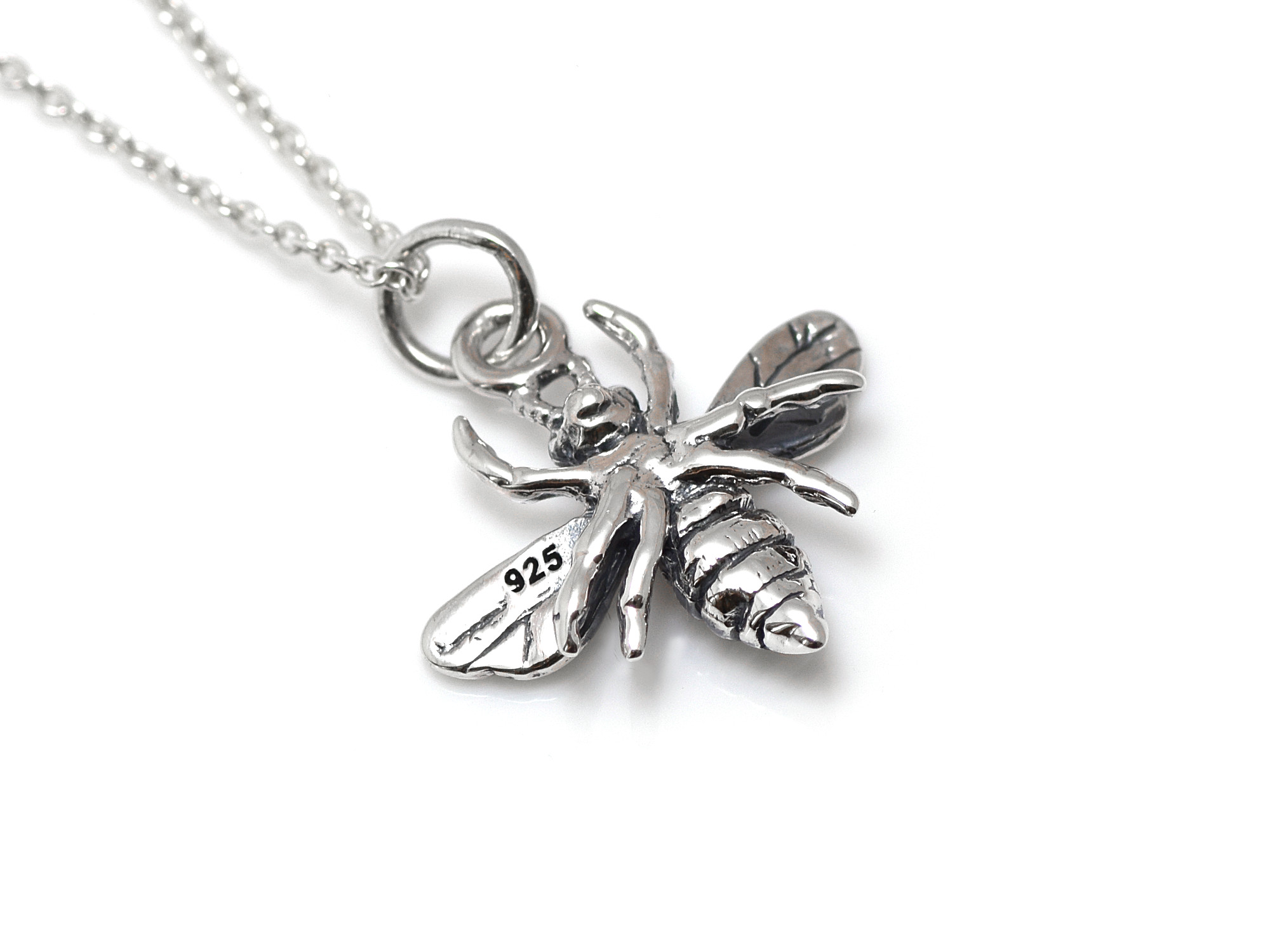 Bi Halsband i Äkta 925 Silver, Pollinerare Hänge, Djur Accessoar, Insekt Smycke - 2