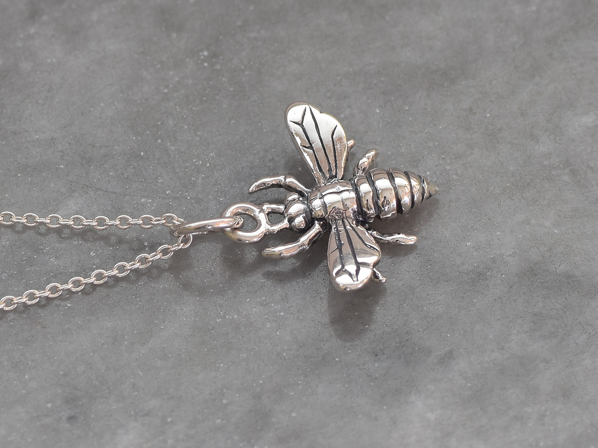 Bi Halsband i Äkta 925 Silver, Pollinerare Hänge, Djur Accessoar, Insekt Smycke - 3