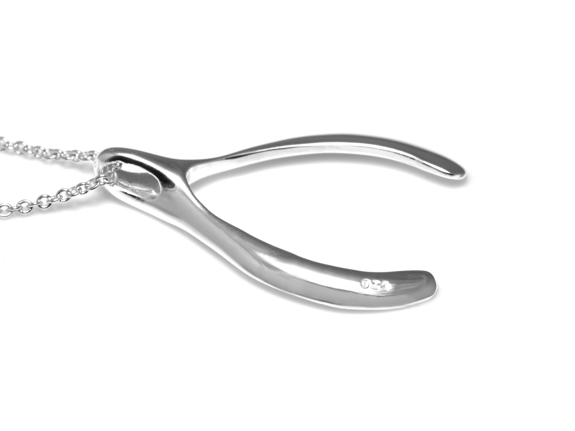 Önskeben Halsband i Äkta 925 Silver, Furcula Lyckosymbol Hänge, Tur och Lycka Smycke - 2