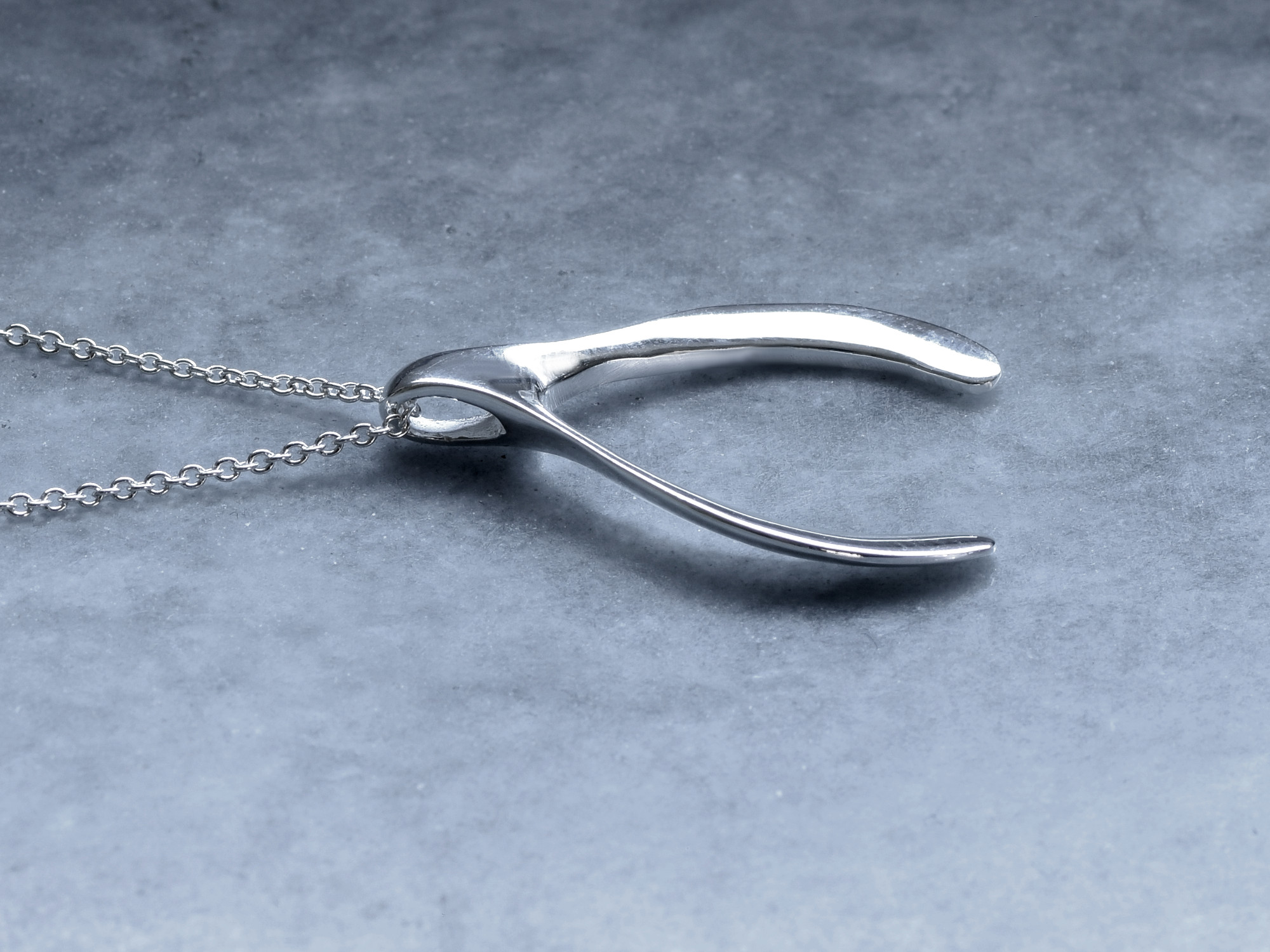 Önskeben Halsband i Äkta 925 Silver, Furcula Lyckosymbol Hänge, Tur och Lycka Smycke - 3