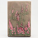 Aimo Nietosvuori (1970s) Rectangular Wall Plaque with Pink Heather Motif 23 cm
