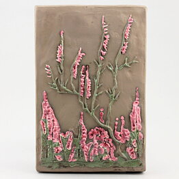 Aimo Nietosvuori (1970s) Rectangular Wall Plaque with Pink Heather Motif 23 cm