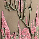 Aimo Nietosvuori (1970s) Rectangular Wall Plaque with Pink Heather Motif 23 cm